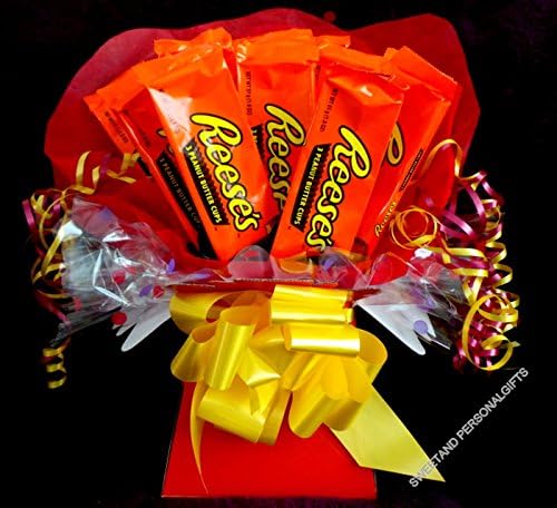 Sweety candy trees ~ Hershey Reeses Peanut Butter Cups Chocolate Bouquet ~ Personalised ~ Delivered in Patterned Gift Box