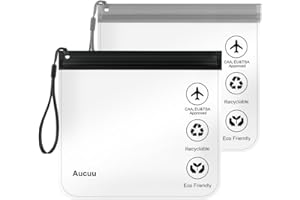 Aucuu 1 l torba na płyny, 20 x 20 cm, przezroczysta, podróżna, zatwierdzona na lotnisku, szczelna, wodoszczelna torba podróżna, #4 2 szt. czarny + szary, 2PC