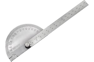 ZAMXHUG Acier Inoxydable Protractor - 1 pcs Rapporteur d'angle à Tête Ronde,Rapporteur Angle, Règle d'angle Réglable, Rapporteur de 180 Degrés, Jauge de Recherche avec Bras pour Ingénieurs