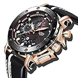 ⌚ Langlebige und komfortable Uhr: Die Uhr besteht aus einem japanischen importierten Quarzwerk und kann mehr als zwei Jahre laufen. Das schwarze Lederarmband ist weich und atmungsaktiv, was für ein angenehmes Tragegefühl sorgt.