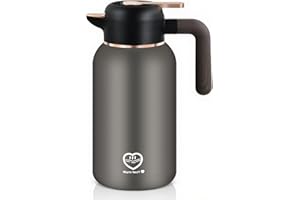 Focenat 2L Pichet Isotherme, Théière Isotherme, Acier Inoxydable 304, 24h Chaud, Hermétique, Carafe à Café, Thermo pour Thé/Café/Boissons Chaudes