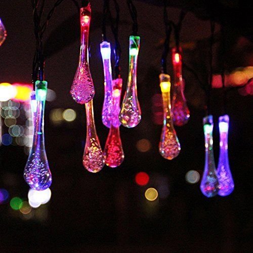 Uping® Solar Lichterkette 30er led Wassertropfen für Party, Garten, Weihnachten, Halloween, Hochzeit, Beleuchtung Deko in Innen und Außenbereich usw. Wasserdicht 6,5M mehrfarbig - 2