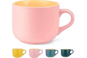 TUYINES Duży kubek ceramiczny do kawy, duży kubek do kawy 600 ml, ceramiczna filiżanka do herbaty, duża filiżanka do musli z uchwytem, kubek do herbaty, porcelanowy, duży kubek do cappuccino, filiżanka XXL