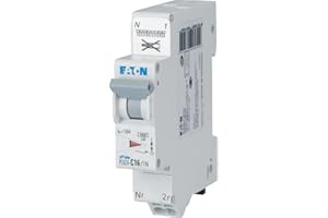 EATON 109130 PLGC4-C16/1N - DISJONCTEUR MODULAIRE PH/N - Blanc - MANETTE GRISE - 1P+N / 16 A - COURBE C - Raccordement direct sans vis
