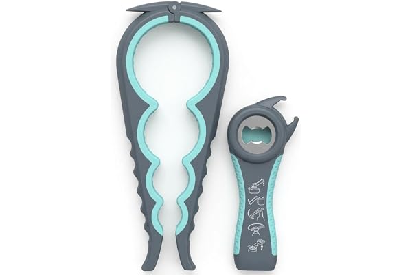Kit décapsuleur Easy Jar, ouvre-bocaux multifonctions 5 en 1 et 4 en 1, simple à utiliser pour les enfants, les personnes âgées et les personnes souffrant d'arthrite.(bleu)