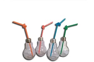 Aurora Store 12 Pezzi Bicchiere a Forma di Lampadina 400 ml con Cannuccia 6x22 cm Barattolo Maniglia Vetro frullato Cocktail bomboniera Frappè