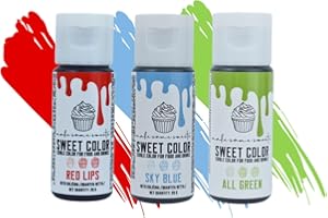 MakeSomeSweets Set Di Coloranti Alimentari Vegani Per Decorazioni - RED LIPS, SKY BLUE, ALL GREEN - Colori Commestibili In Gel ad Alta Concentrazione, Senza Olio Di Palma – 28g x 3