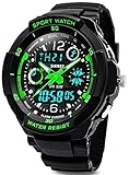 Kinder-Sportuhr – Jungen analoge Wasserdichte Sportuhr mit Wecker, LED-Uhr für Kinder
