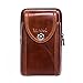 Price comparison product image Vertical Genuine Leather Belt Bag - Men's Cellphone Belt Loop Holster Case Mini Travel Belt Waist Bag Wallet with Clip for IPhone X,Samsung Android Smartphone(Brown)