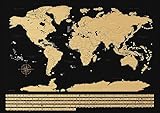 CALIDAD SUPERIOR - La calidad de un cuadro es esencial para lograr una decoración atractiva. Es el mapamundi detallado hecho de papel de lujo en color negro brilloso.