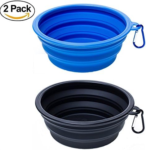 Collapsible Dog Bowl, Portable Dog Water Bowl for Small to Large Pets Dogs Cats, BPA Free Silicone Travel Dog Bowl (2 Pack Small)