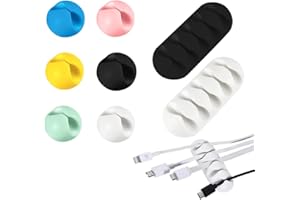 WHYCNJL 8 sztuk zacisków kablowych, organizer na kable, samoprzylepny system porządkowania kabli, idealny do domu, biura, samochodu, szafki nocnej, akcesoriów biurkowych