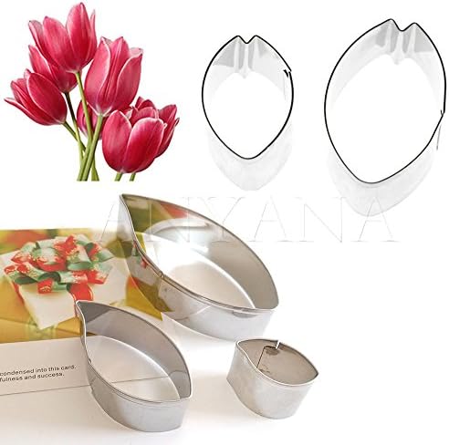 Anyana METAL Icing biscuit cookie Cutters leaf Tulip Flower Petal set of 5 Sugarcraft Cake Decorating cupcake mold tools topper stainless steel pastry