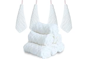 ABirdon 10 sztuk muśliny ręczniki dziecięce, naturalna bawełna organiczna ręcznik do twarzy noworodka, 30 cm x 30 cm bardzo miękkie ręczniki kąpielowe