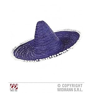 Moderno Sombrero mexicano / Sombrero en azul – lila con gracioso Borlas en la Marco