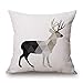 Produktbild Elliot _ Eibe europäischen Animal schwarz und weiß parsimonious Design Kissenbezug Dekorative Kissen Kissen Fall Fällen für Couch Home Sofa Dekorationen 45,7 x 45,7 cm, rentier, 18x18inch