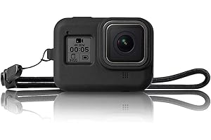 TELESIN Eyeon Custodia Protettiva in Gomma Siliconica con Cordino per GoPro Hero 8 Nero Custodia Protettore Cover