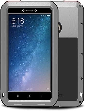 Xiaomi Mi Max 2 Waterproof Case, HICASER Shockproof Snowproof Dustproof Durable Aluminum Metal Gorilla Heavy Duty Full-body Protection Case Cover for Xiaomi Mi Max 2 Silver