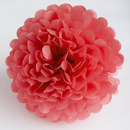 Freedom-vp Papier Pompom 10er 20cm/25cm/30cm Mixed DIY Papier Blumen PomPoms Zum Aufhängen Seidenpapier schöne Dekor für Geburtstag Hochzeitsfest Basteln Babyshower Dekoration Feier Party Baby-Duschen Brautduschen Wohnungdeko (5Stück 25CM+5Stück 30CM, Rot)