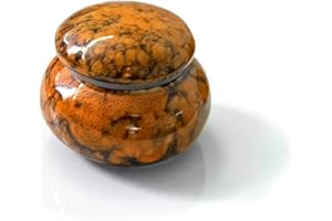 GOIYZTTR Urna Piccola,Mini Ceramica Urne Cinerarie Realizzata a Mano Piccola Urna Commemorativa per Contenere Umane o Animali Ceneri(Arancia)