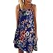 Produktbild Yvelands Damen Tank Kleid Sommer V-Ausschnitt ärmelloses Boho Kleid gedruckt Beach Party Minikleid(Marine,L)