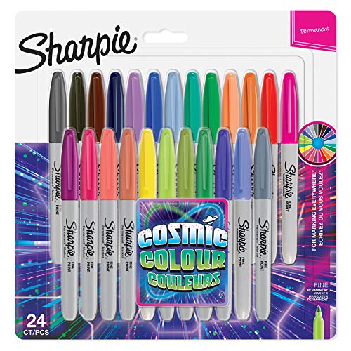 Sharpie Permanent Markers, Fine Point, Cosmic Colour, Limited Edition, 24 Count
