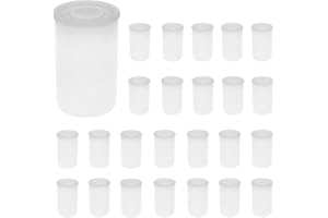 QWORK® 25 Pcs Film Canisters with Lids, Plastic Camera Reel Containers, for Scientific Activity Small Accessories, Black