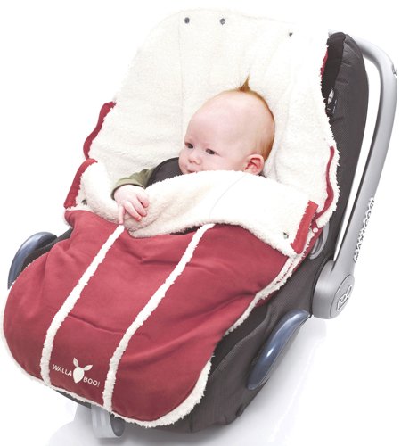 Wallaboo Footmuff Faux Suede and Soft Shearling - Newborn up to 12 Months, Warm Red