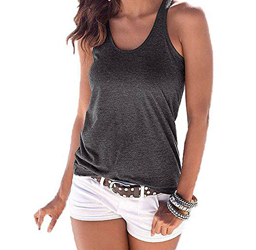 Bling-Bling Dress Women's Knot Back Casual Tank Top darkgrey M