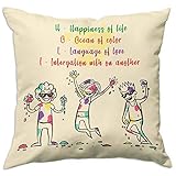 Cushion Cover with Filler 12X12 inches - Happy Holi (Hoil)