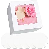 Gcardist - Set of 5 Cake Boxes with Window and 5 x 6" Round Bases, Cake Containers (6" x 6" x 5", White)