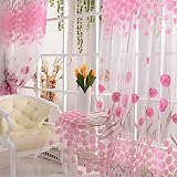 Rosa Tulpe Printed Tüll Vorhangstoffe Sheer Panel amerikanische Land Art - 2