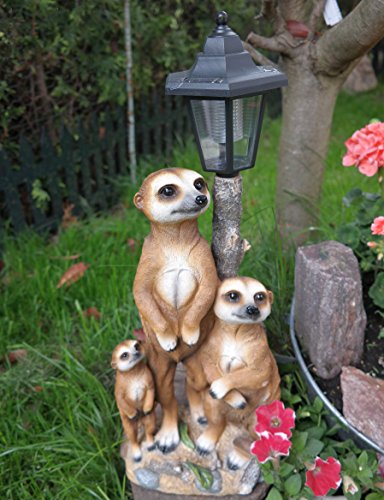 Erdmännchen Familie mit Solarlaterne Figur Gartenfigur 51 cm Garten Erdmännchenfamilie - 3