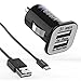 Price comparison product image iXboost® iX-US 2 in 1 Set Micro USB charger cable + 3.1A Mini Dual USB car charger Cigarette Lighter Adapter black