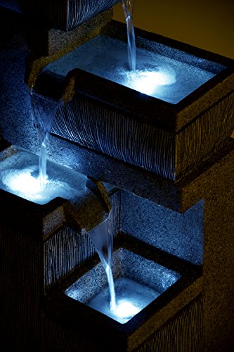 dobar Großer Design Garten-Brunnen mit Pumpe und LED´s, Polyresin, grau, 38.7 x 32.3 x 80.3 cm, 96130e - 10