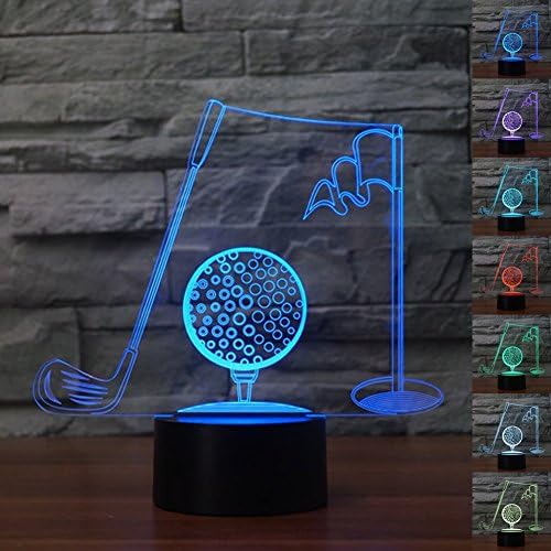 Playing Golf 3D Visual Illusion Lamp, Yunplus 7 Color Changing Night Lights for Home Decor Bedroom Acrylic LED Art Chirstmas