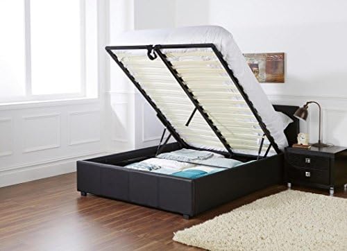 Istanbul 4FT Small Double Brown Faux Leather End Lift Ottoman Bed