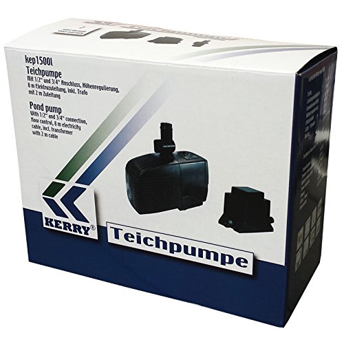 KERRY ELECTRONICS Pumpe kep1500l, 12V Teichpumpe inkl. Trafo, 1500l/h, nur 25W, 250cm Förderhöhe, inkl. Förderhöhenregulierung - 2
