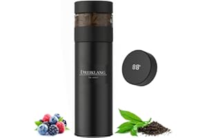 ‎DREIKLANG - BE SMART Dreiklang – be smart® Teekanne mit Sieb isolierte Flasche aus Edelstahl, Thermoskanne mit LED Temperaturanzeige, frischen Tee unterwegs To go zubereiten genießen, Teebecher Trinkflasche, 400ml