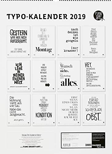 Book's Cover of Sprüche-Kalender 2019 - Typo-Kalender von FUNI SMART ART - Poster-Format