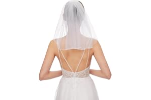 SJBAUTYO Brautschleier,Kurz Strass Schleier,Elegante Braut Tüll mit Kamm,Kann für Hochzeit, Karneval, Halloween verwendet werden