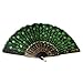 Produktbild Gestickter Blumen-Pfau-Grün-Pailletten-Gewebe-faltender Handhandventilator Hand-in Handarbeit gemachter Ventilator-eleganter bunter dekorativer Ventilator durch TheBigThumb