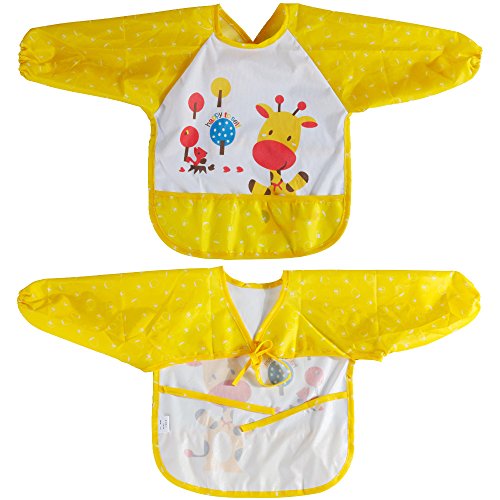 Lictin 2 Set Lätzchen Lätzchen mit Ärmeln Baby Lätzchen Ärmellätzchen Baby Ärmellätzchen Lätzchen Baby Lätzchen wasserdicht - 5