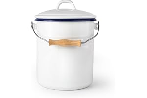 IBILI - Seau à compost avec couvercle 6 litres en acier émaillé, design artisanal