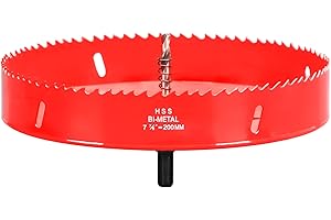 HOME COMPOSER Lochsäge 200mm, Schnellarbeitsstahl HSS M42 Bi-Metall Lochsäge, Lochfräser mit Sechskant-Schaft und Bohrer für Holz, Trockenbau und Metallblech, 1 Stück Rot