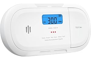 X-Sense Alarma detectora de monóxido de Carbono con Pantalla LCD Digital, Alarma detectora de CO operada por batería de 10 años con Memoria del Valor Pico, XC04-R