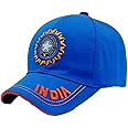 Cotton and India Cricket Cap- Original Quality Head Caps for Men -Unisex Mens Cap- Adjustable Buckle Caps for Men- All Sports Cricket Caps for Men Women- Fans Sports Caps Blue Large