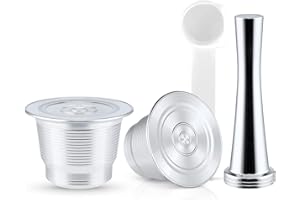 RECAFIMIL Capsule di Caffè, Riutilizzabili Nes-Presso Capsule di Caffè in Acciaio Inox Ricaricabili Filtro Porta Cialde Compatibile per Nes-Presso Machine (2 Capsule+1 Tamper)