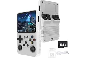 ZIKYNN R36S Retro Handheld Game Console - 21,000+ Classic Games, 3.5" IPS Screen, 64GB/128GB, Portable Linux Gaming Device (128g-white)