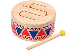 PlanToys Schlagzeug Kinder - Trommel Kinder - Musik Spielzeug ab 1 Jahr - Kindertrommel aus Holz - Kinderschlagzeug inkl. Trommelstock mit Gummikopf